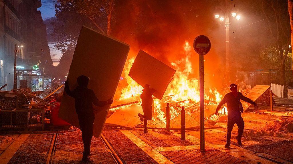 Fire on Marseille street