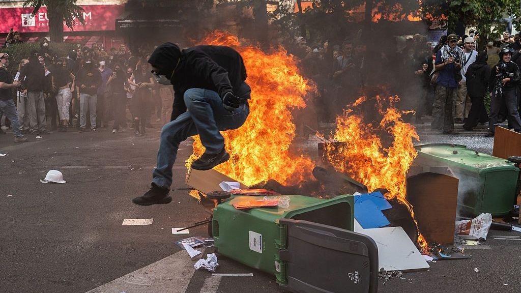 Students protest in a city