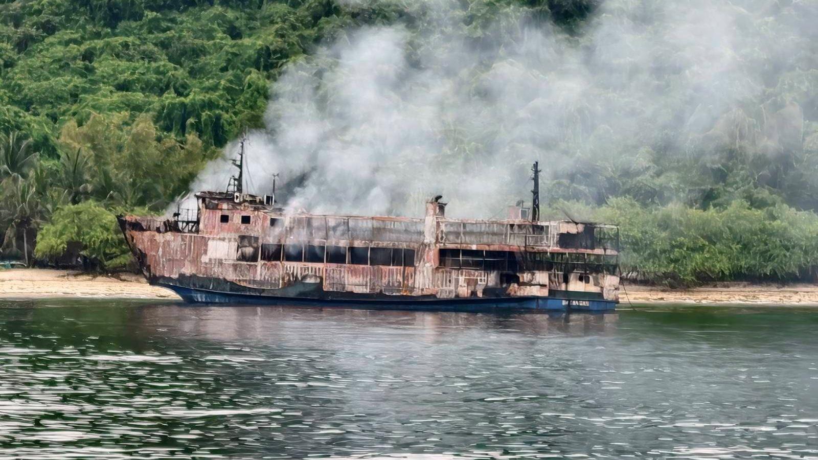 Rescue crews board burned ferry after 40‑hour delay