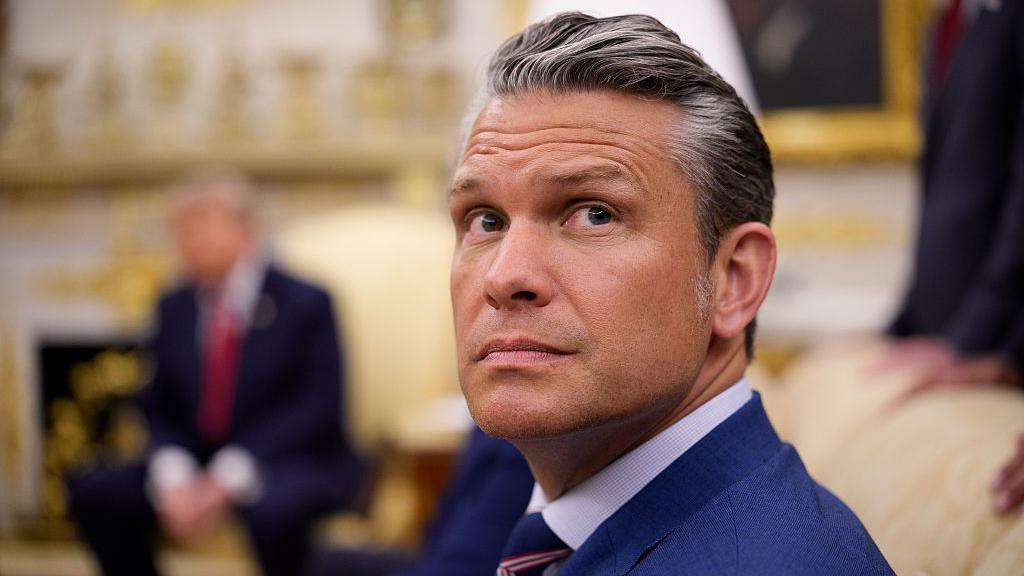 Secretary of Defense Pete Hegseth with President Donald Trump