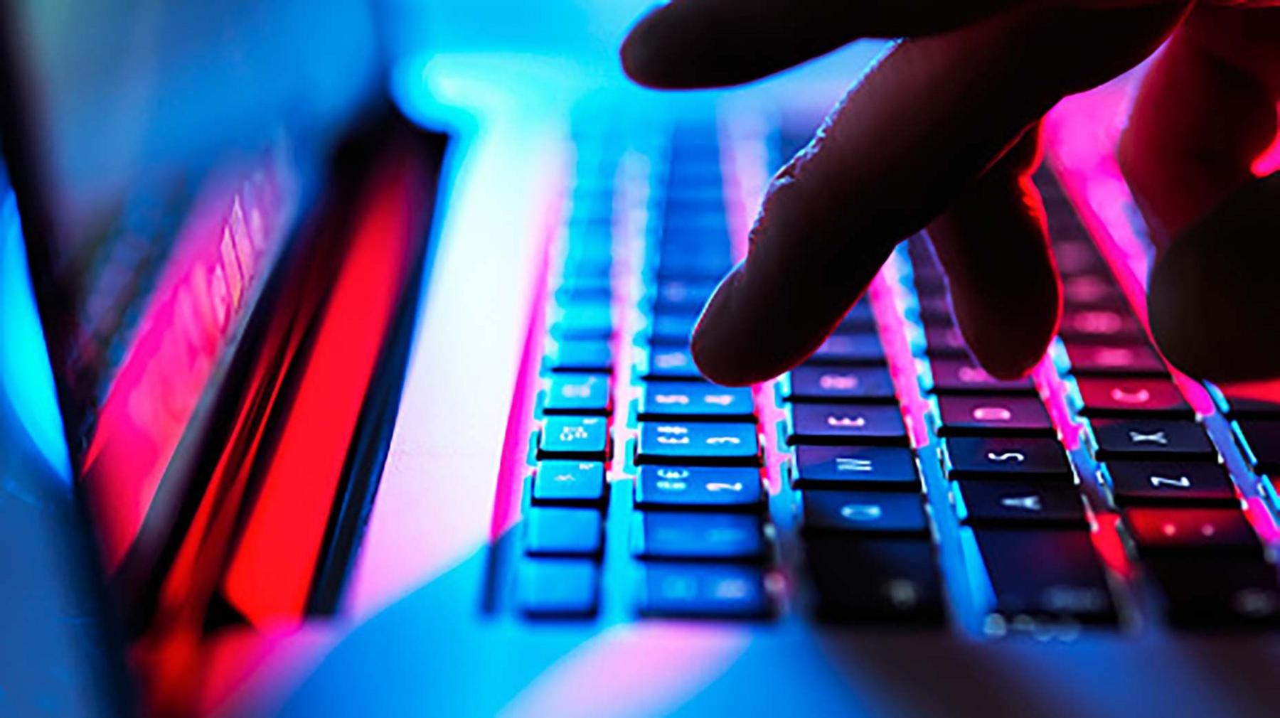 Laptop with neon lighting